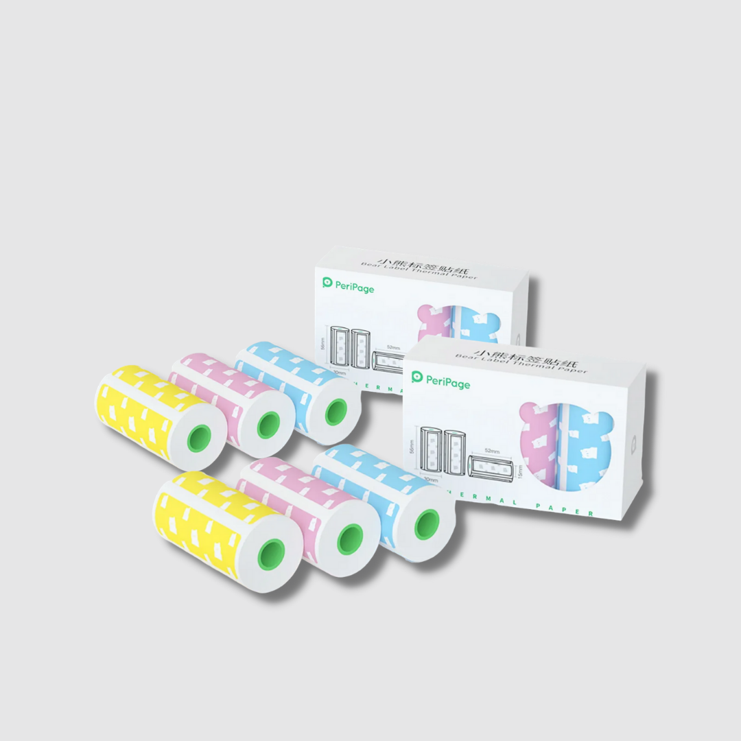 PeriPage® A6 Papel com Etiquetas Coloridas 3+ Rolos